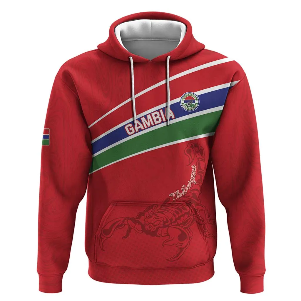 Custom Gambia Football Zip Hoodie Scorpions Never Die LT15