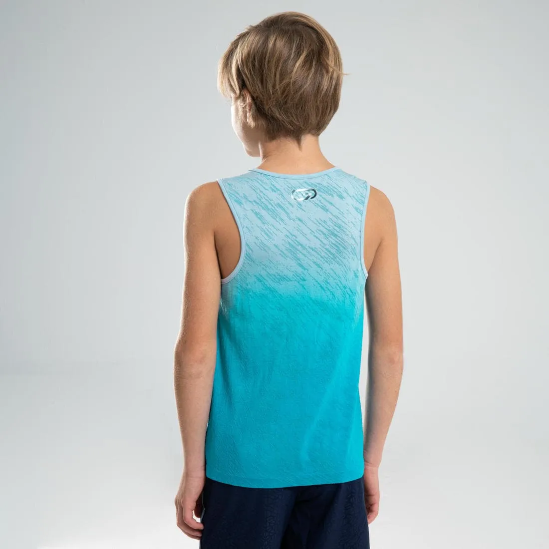 Débardeur running - athlétisme respirant garçon KIPRUN CARE bleu et rouge