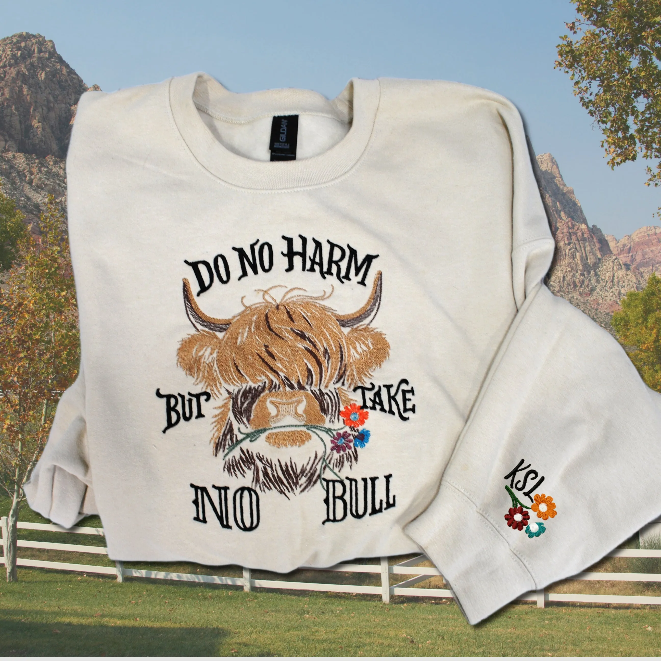 Do No Harm Highland Cow Crewneck Sweatshirt