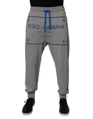 Dolce & Gabbana Gray Logo Cotton Men Jogger Sweatpants Pants