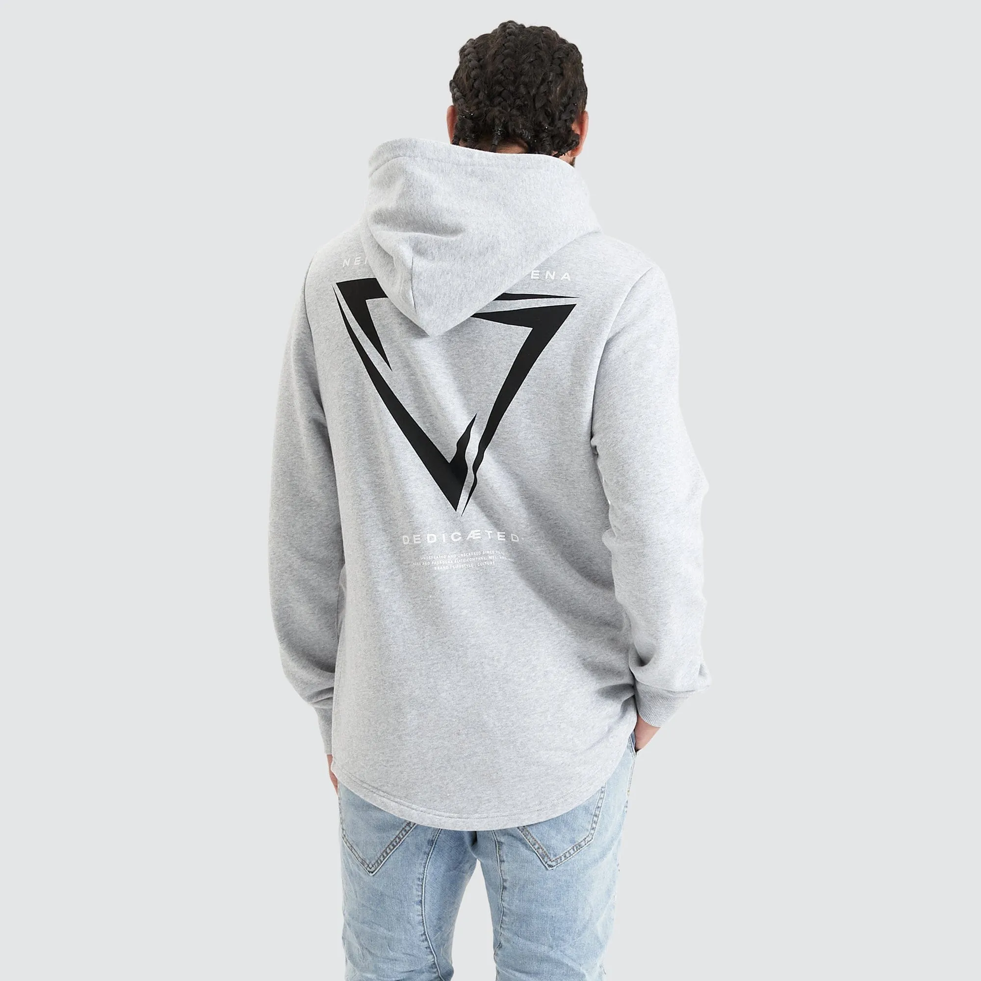Eight Rank Dual Curved Hoodie Grey Marle