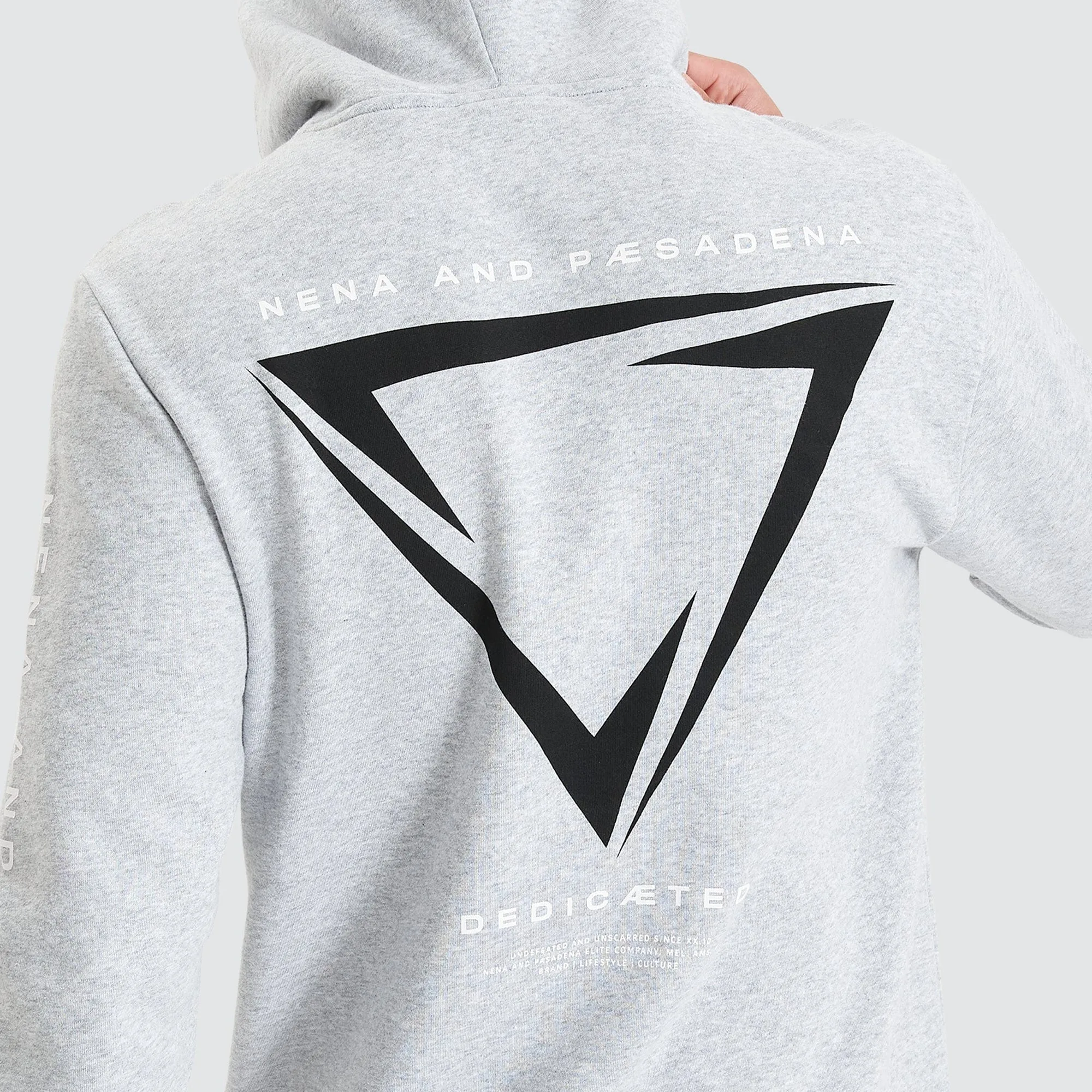 Eight Rank Dual Curved Hoodie Grey Marle