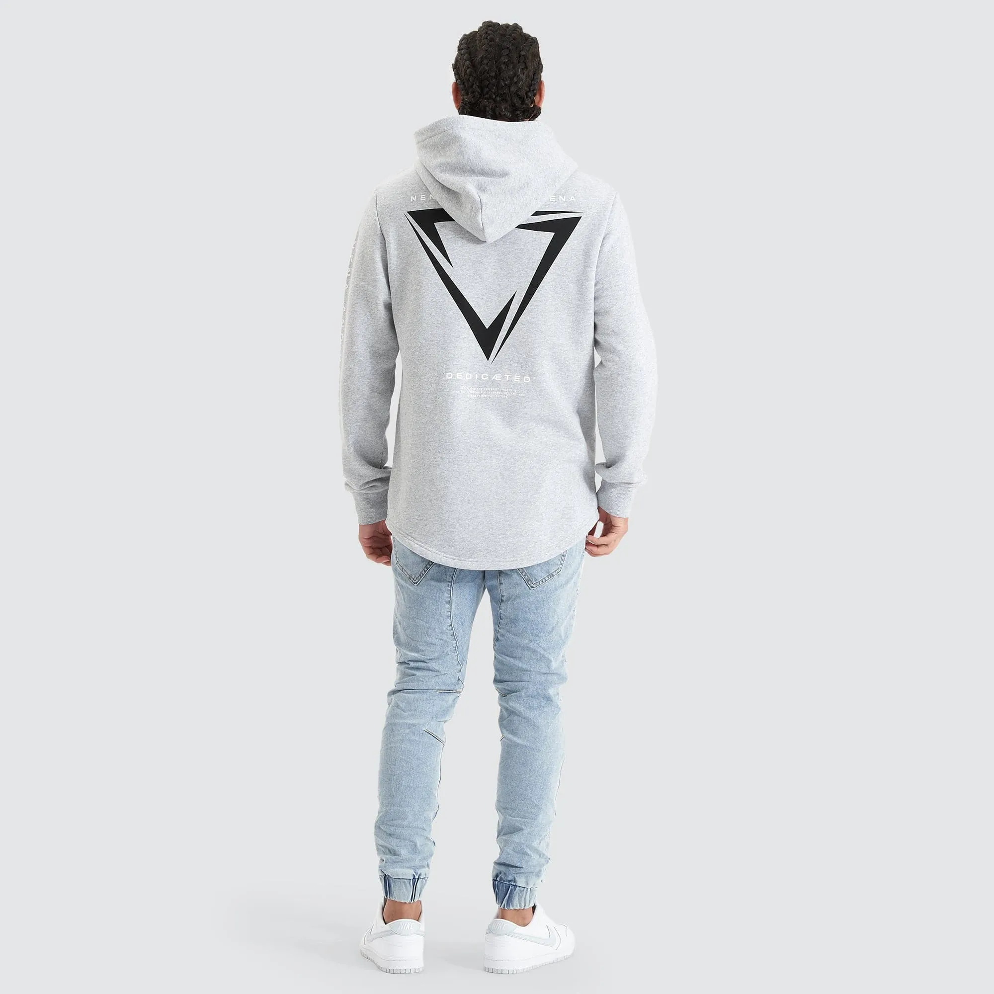 Eight Rank Dual Curved Hoodie Grey Marle
