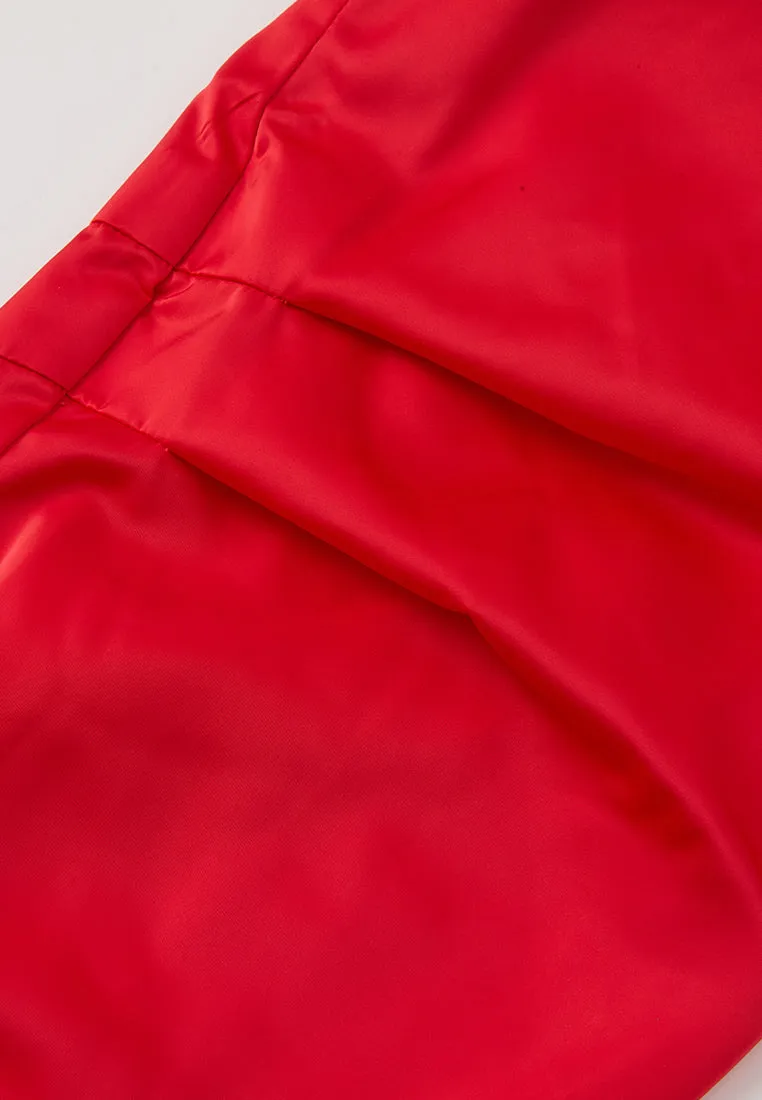Elasticated-waistband Pleated-detail Windbreaker Dress
