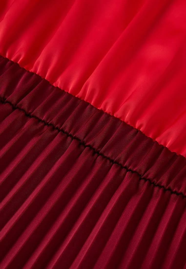 Elasticated-waistband Pleated-detail Windbreaker Dress
