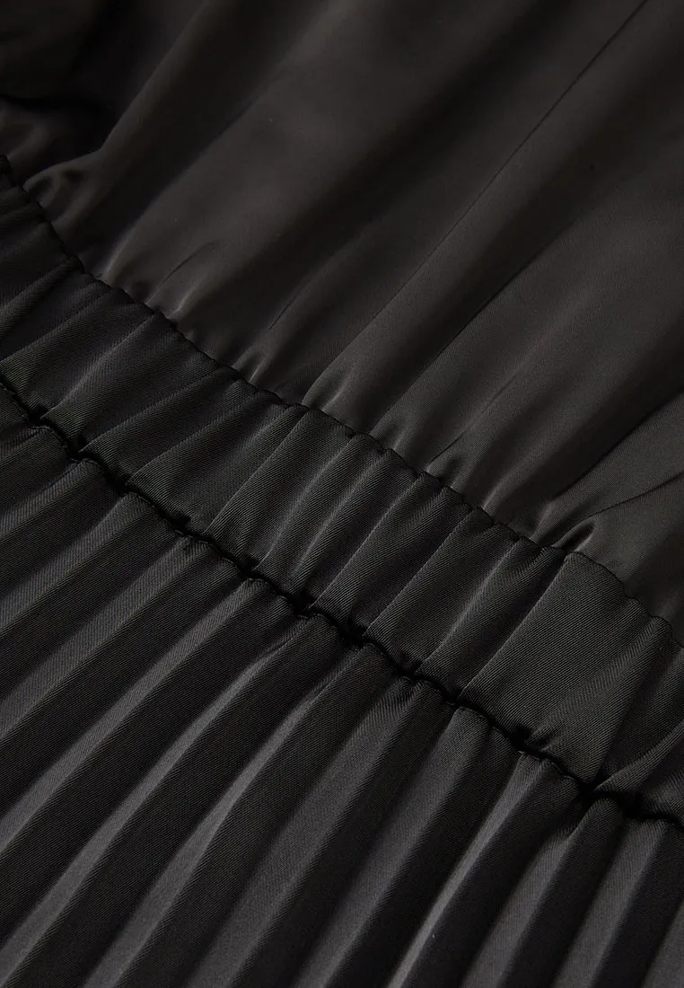 Elasticated-waistband Pleated-detail Windbreaker Dress