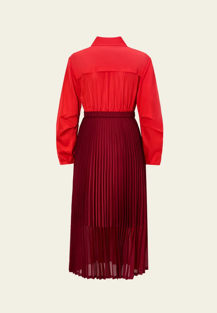 Elasticated-waistband Pleated-detail Windbreaker Dress