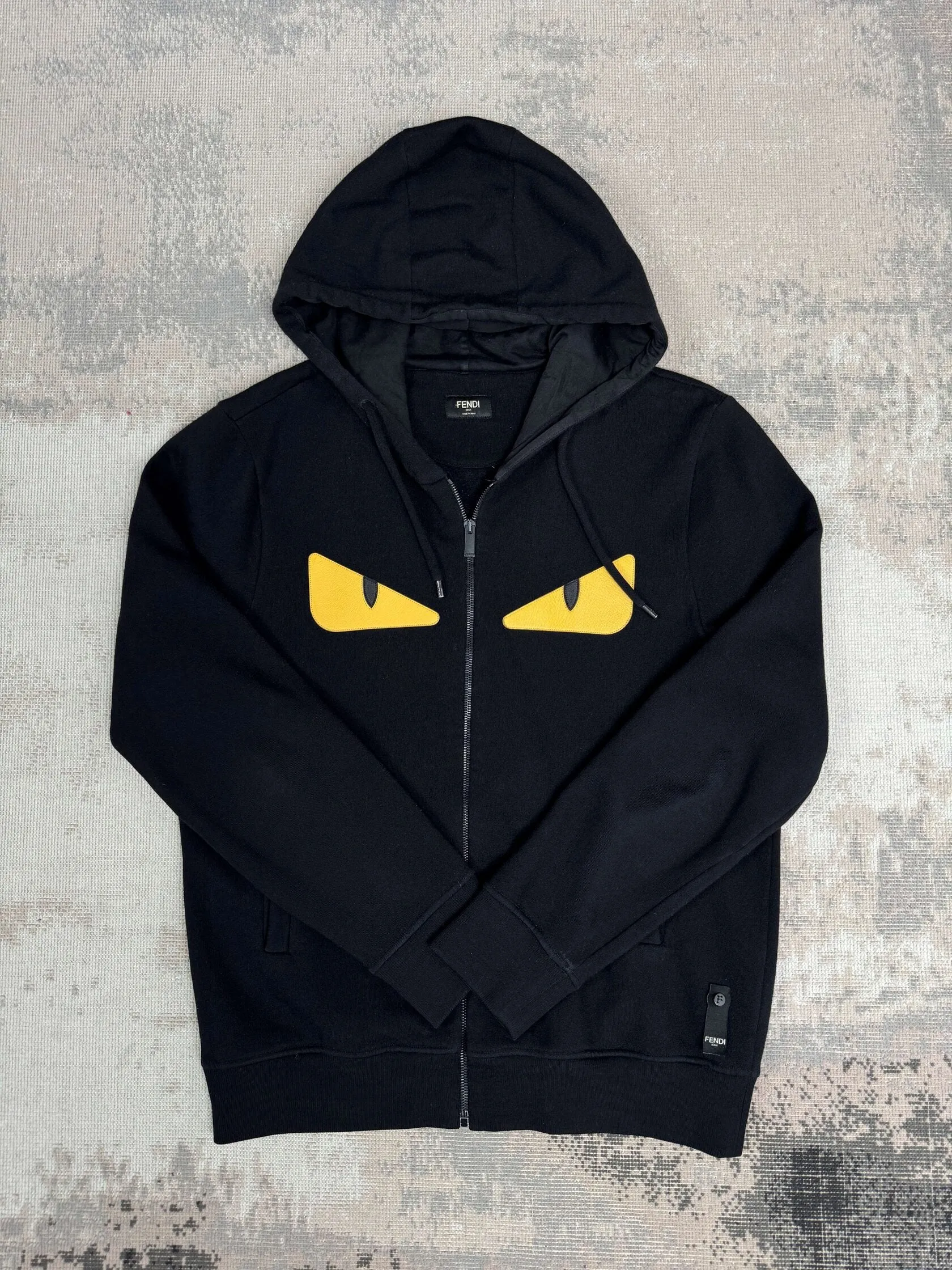 Fendi Monster Eyes Zip-Up Hoodie - Black