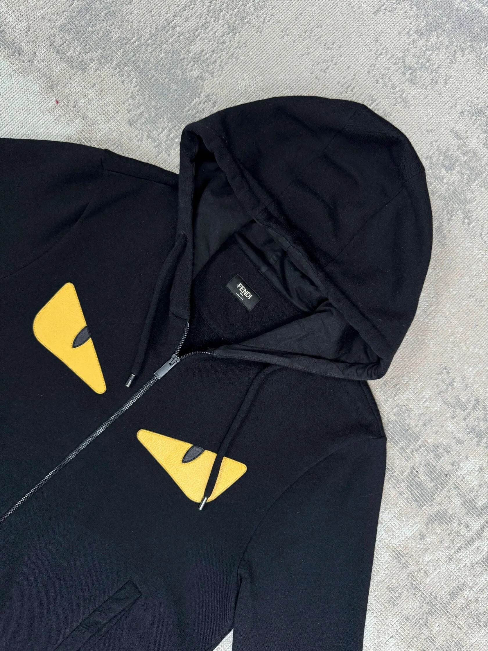 Fendi Monster Eyes Zip-Up Hoodie - Black