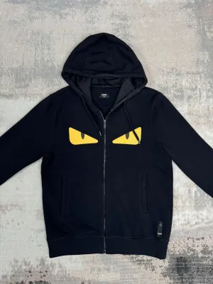 Fendi Monster Eyes Zip-Up Hoodie - Black