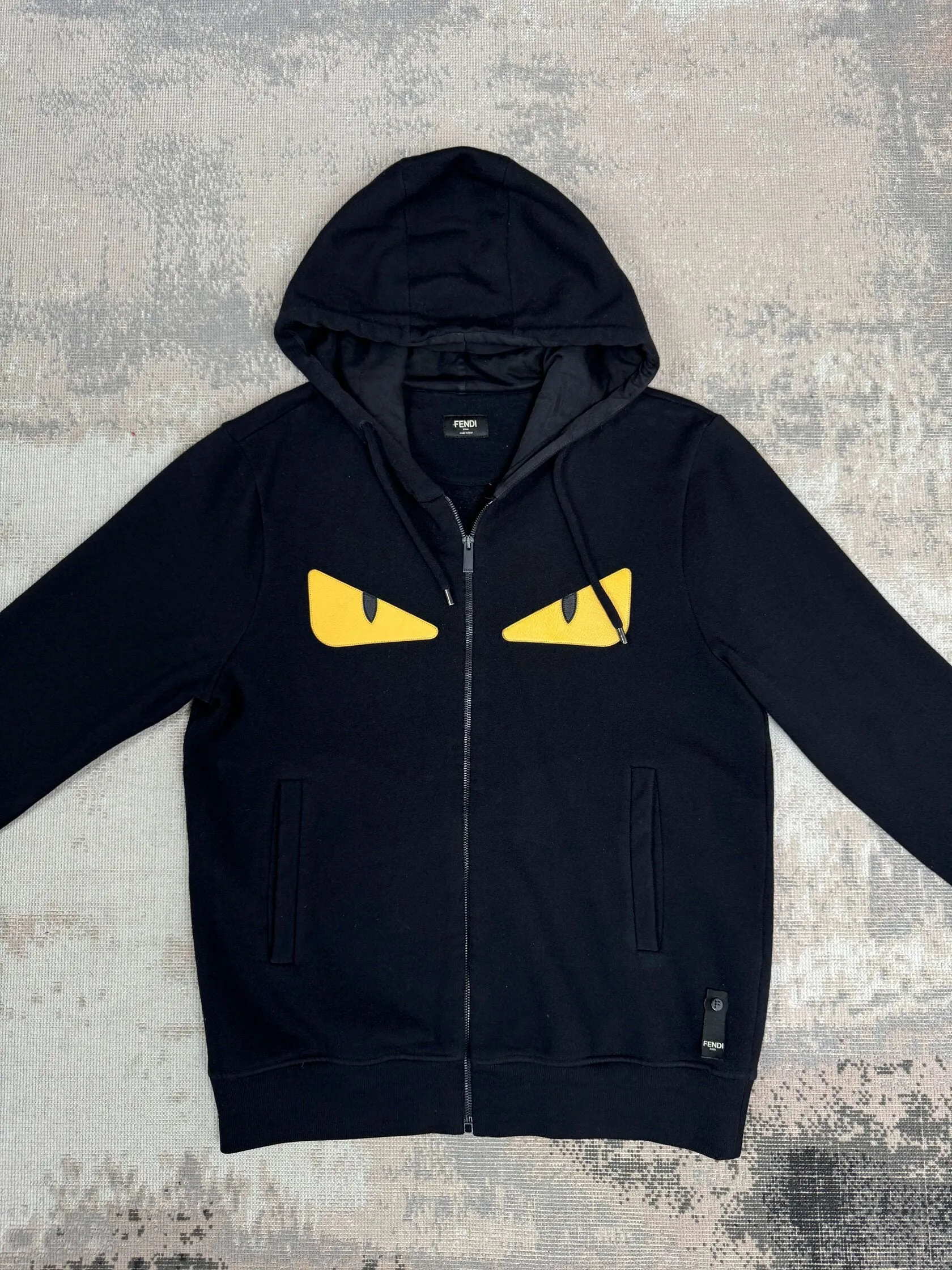Fendi Monster Eyes Zip-Up Hoodie - Black