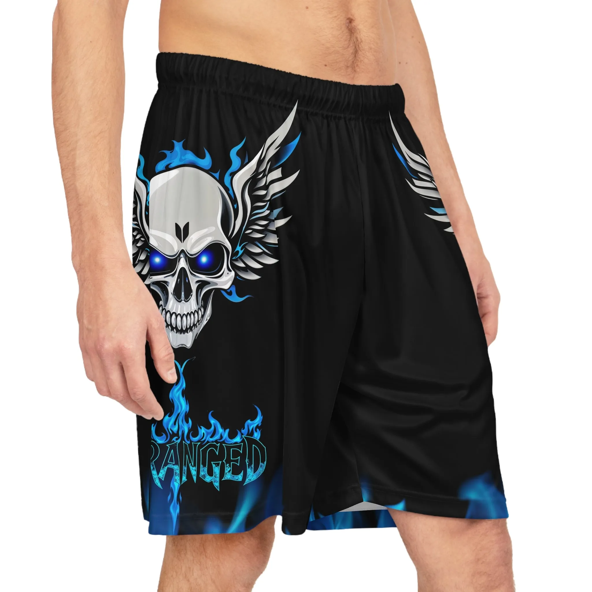 Flaming Skull Basketball Shorts