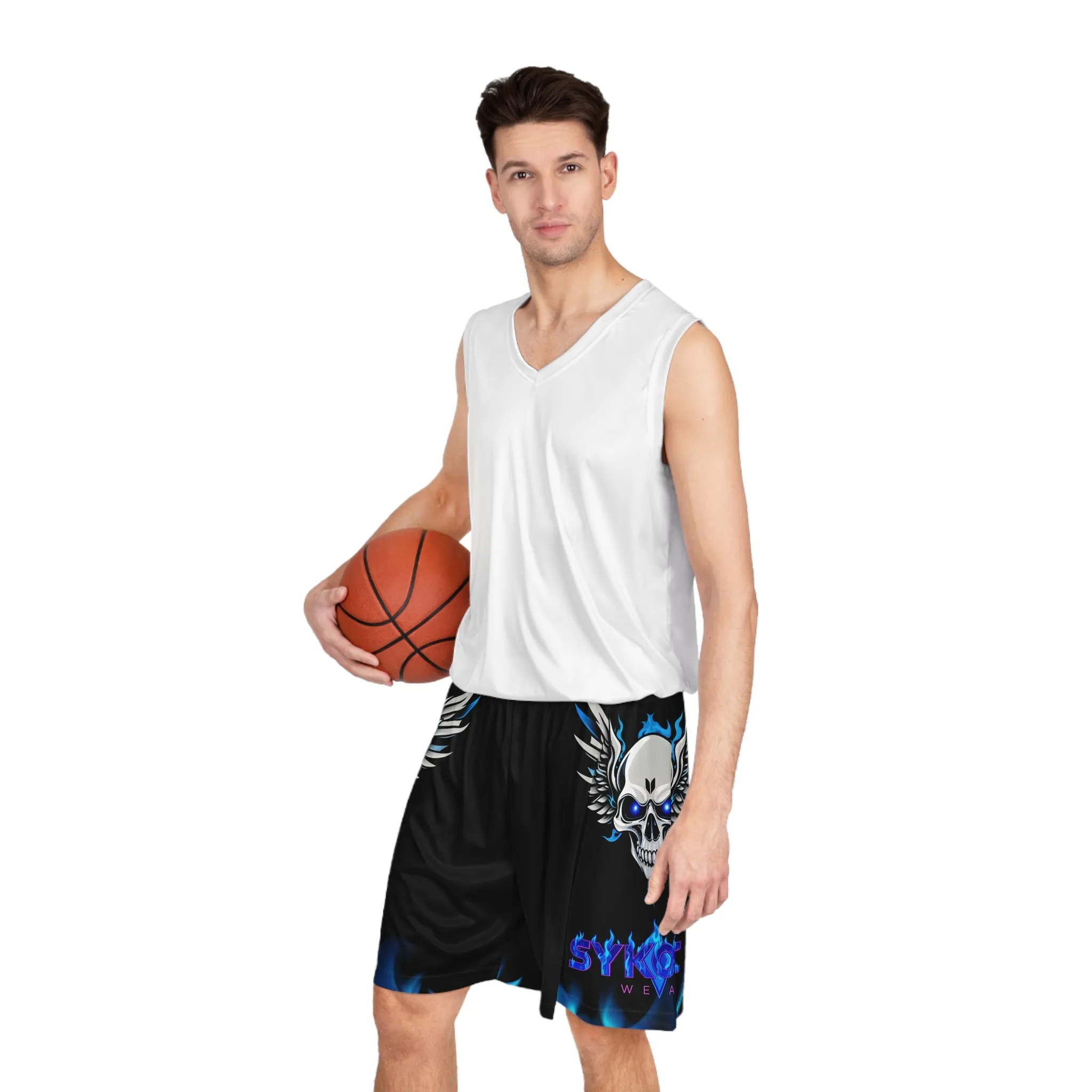 Flaming Skull Basketball Shorts