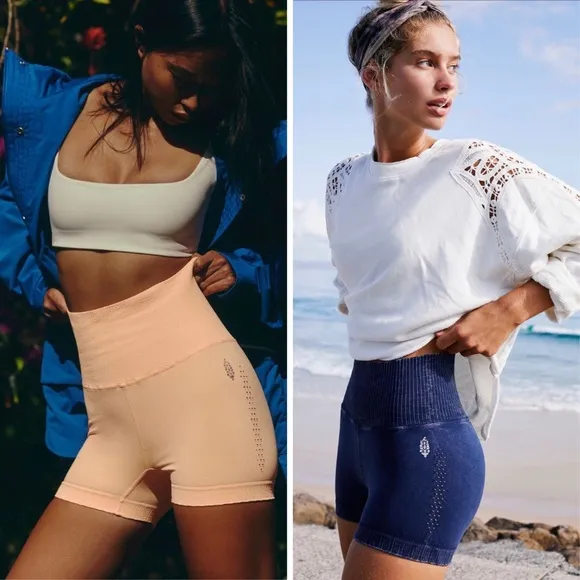 Free People, TWO PAIRS! Good Karma, running shorts, XS/S, Navy &amp; Peach, NEW!