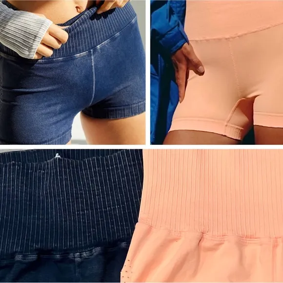 Free People, TWO PAIRS! Good Karma, running shorts, XS/S, Navy &amp; Peach, NEW!