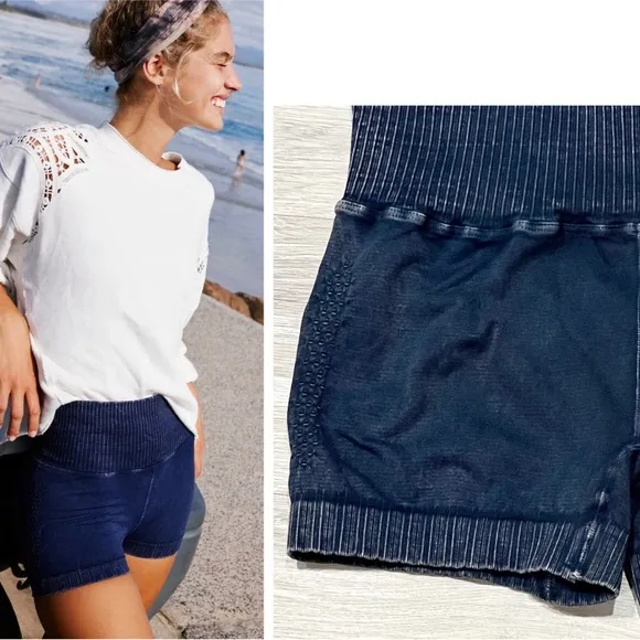 Free People, TWO PAIRS! Good Karma, running shorts, XS/S, Navy &amp; Peach, NEW!
