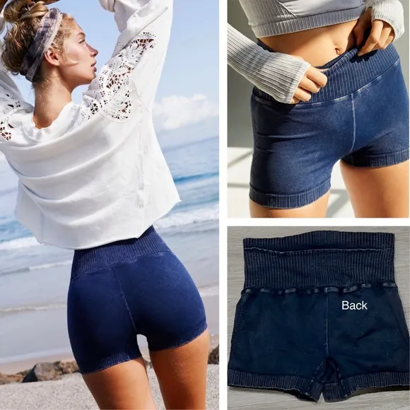 Free People, TWO PAIRS! Good Karma, running shorts, XS/S, Navy &amp; Peach, NEW!