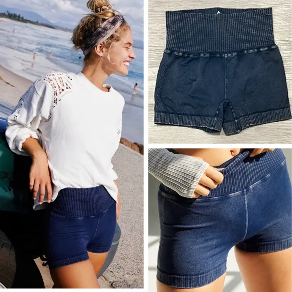 Free People, TWO PAIRS! Good Karma, running shorts, XS/S, Navy &amp; Peach, NEW!