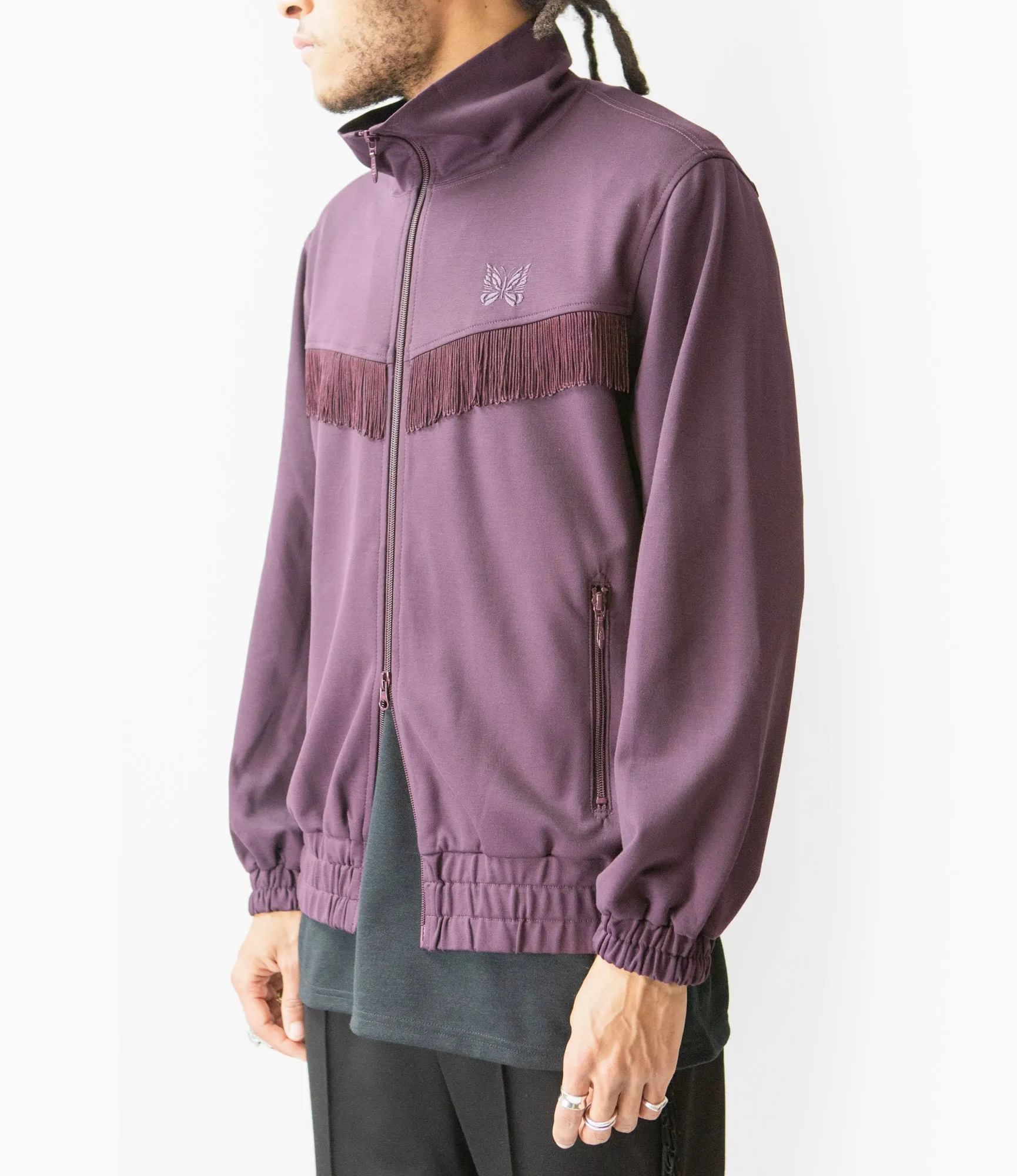 Fringe Track Jacket – Purple Rayon Jersey