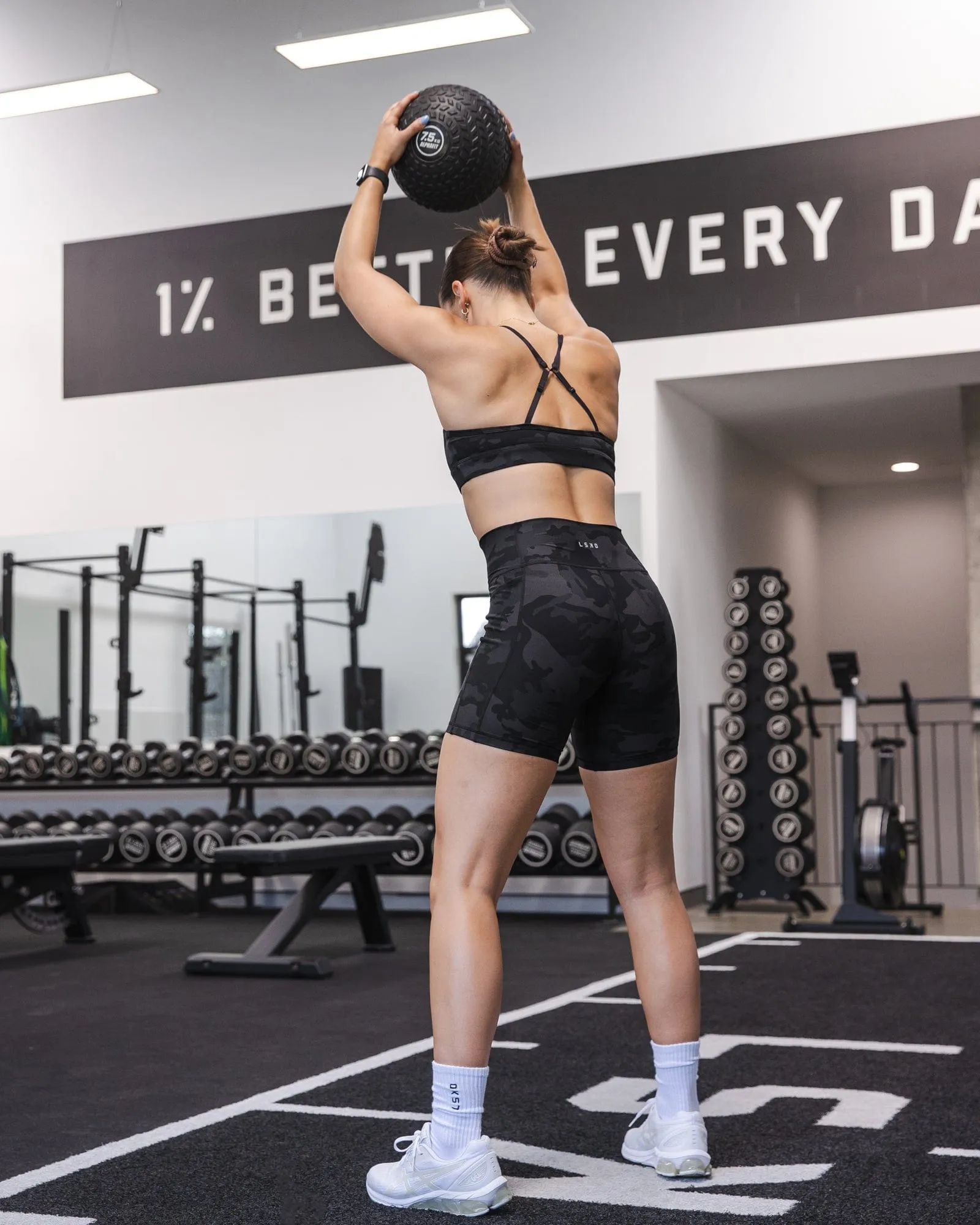 Fusion Mid Short Tights with Pockets - Black Camo