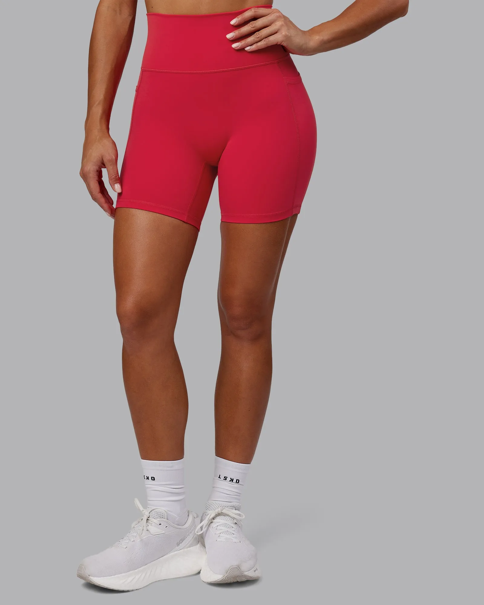 Fusion Mid Short Tights with Pockets - Scarlet