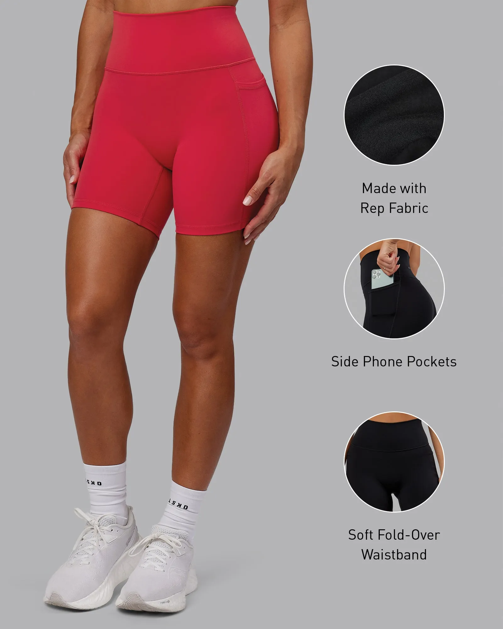 Fusion Mid Short Tights with Pockets - Scarlet