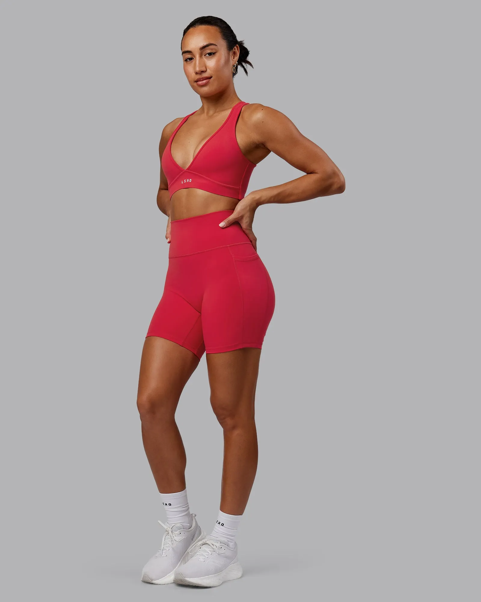 Fusion Mid Short Tights with Pockets - Scarlet