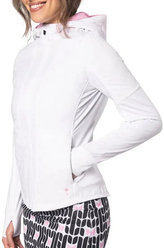 Golftini Hooded Windbreaker - White/Rose