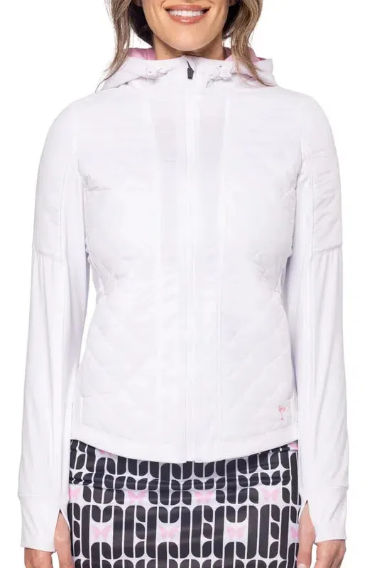 Golftini Hooded Windbreaker - White/Rose