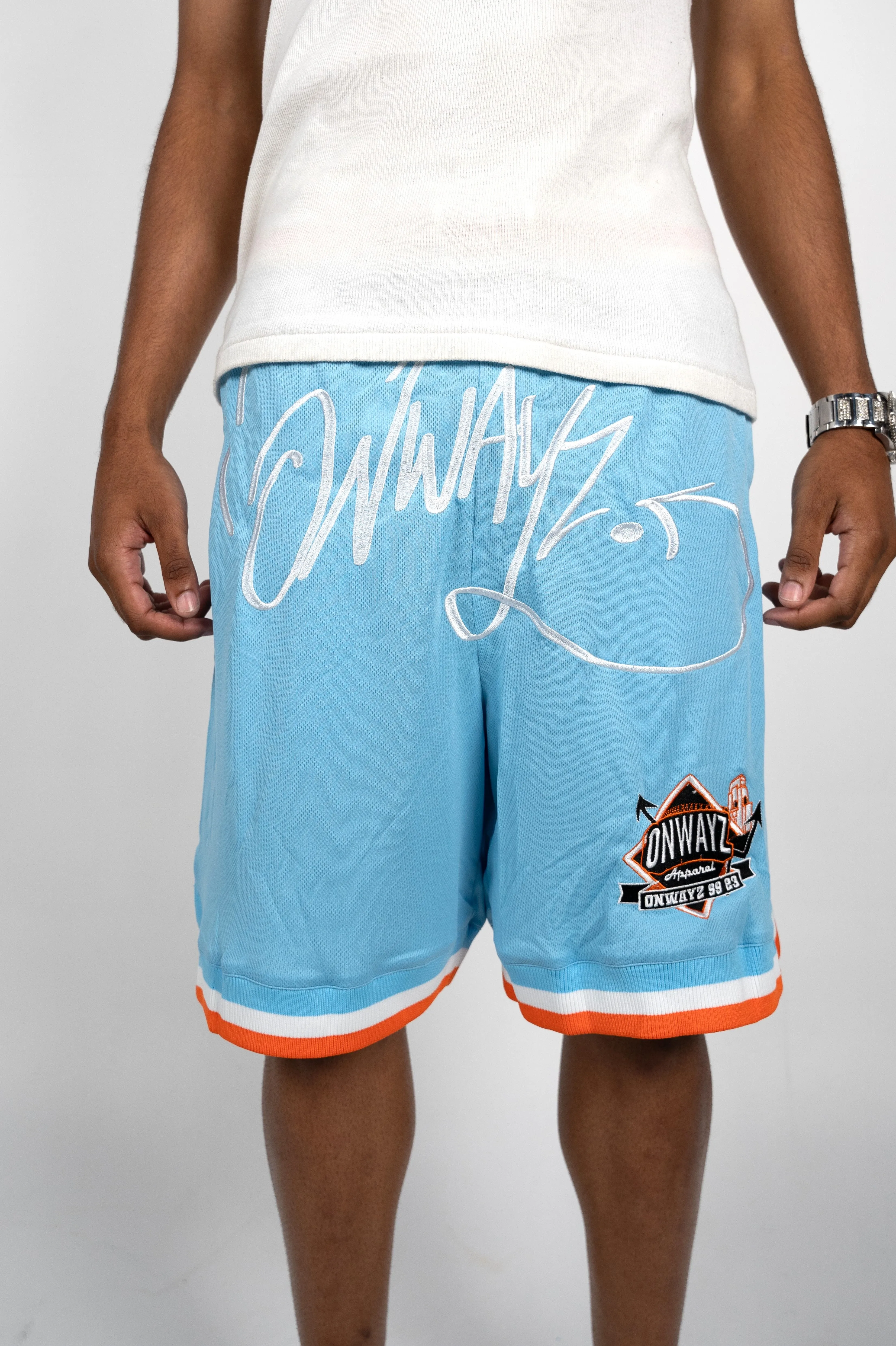 Graffiti Logo Basketball Shorts - Blue