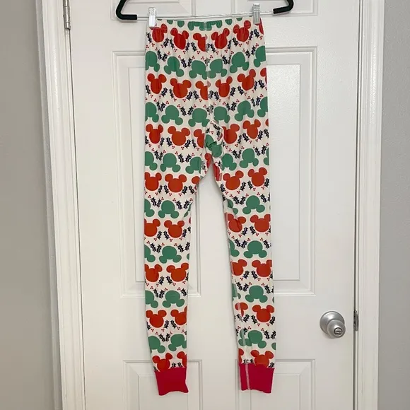 Hanna Andersson Disney Adult Pajama Jogger Pants In Green &amp; Red Mickey Mouse