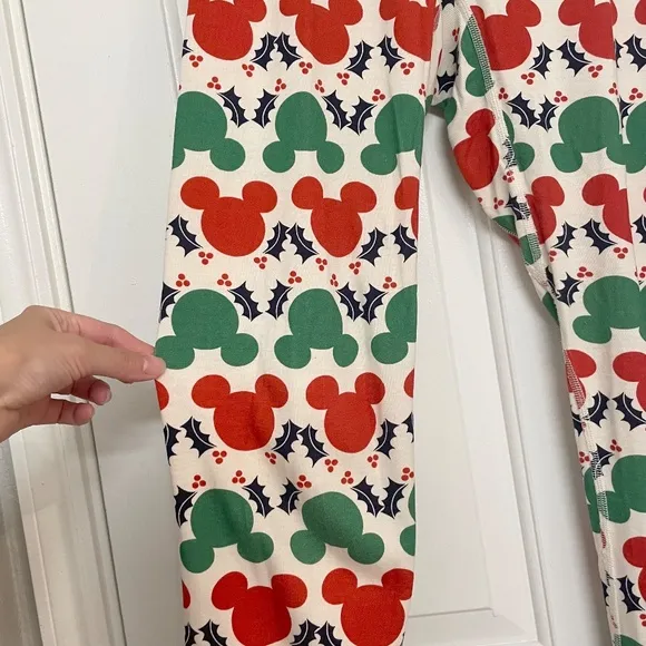 Hanna Andersson Disney Adult Pajama Jogger Pants In Green &amp; Red Mickey Mouse