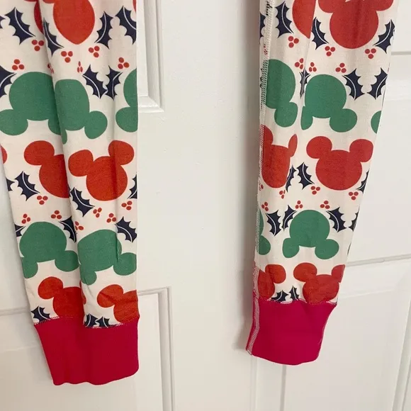 Hanna Andersson Disney Adult Pajama Jogger Pants In Green &amp; Red Mickey Mouse