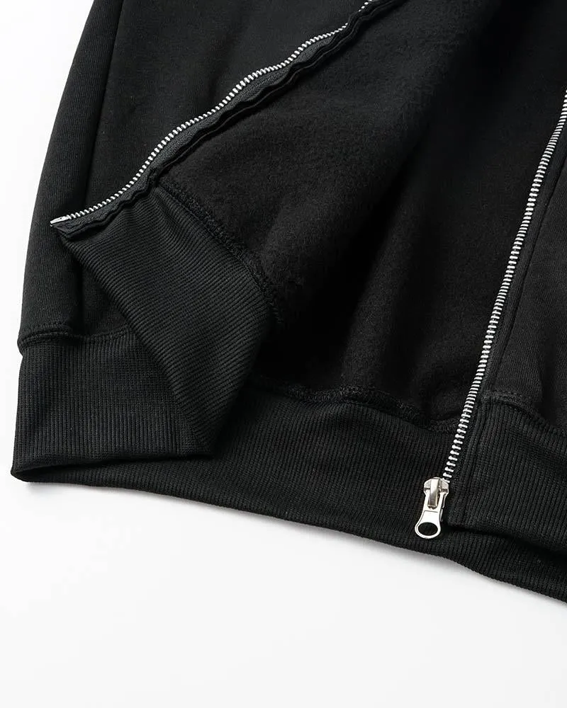 Harajuku Print Zip Up Hoodie