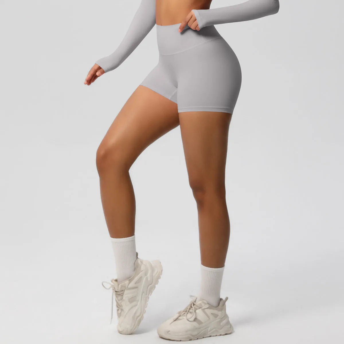 High-Waisted Solid Yoga and Fitness Shorts for Active Comfort