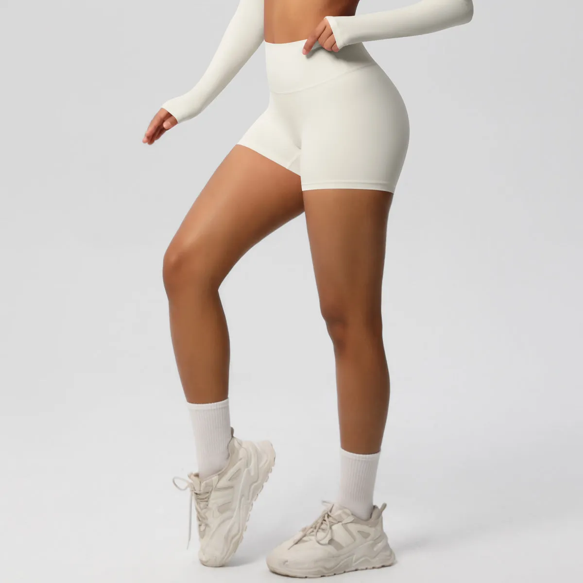 High-Waisted Solid Yoga and Fitness Shorts for Active Comfort