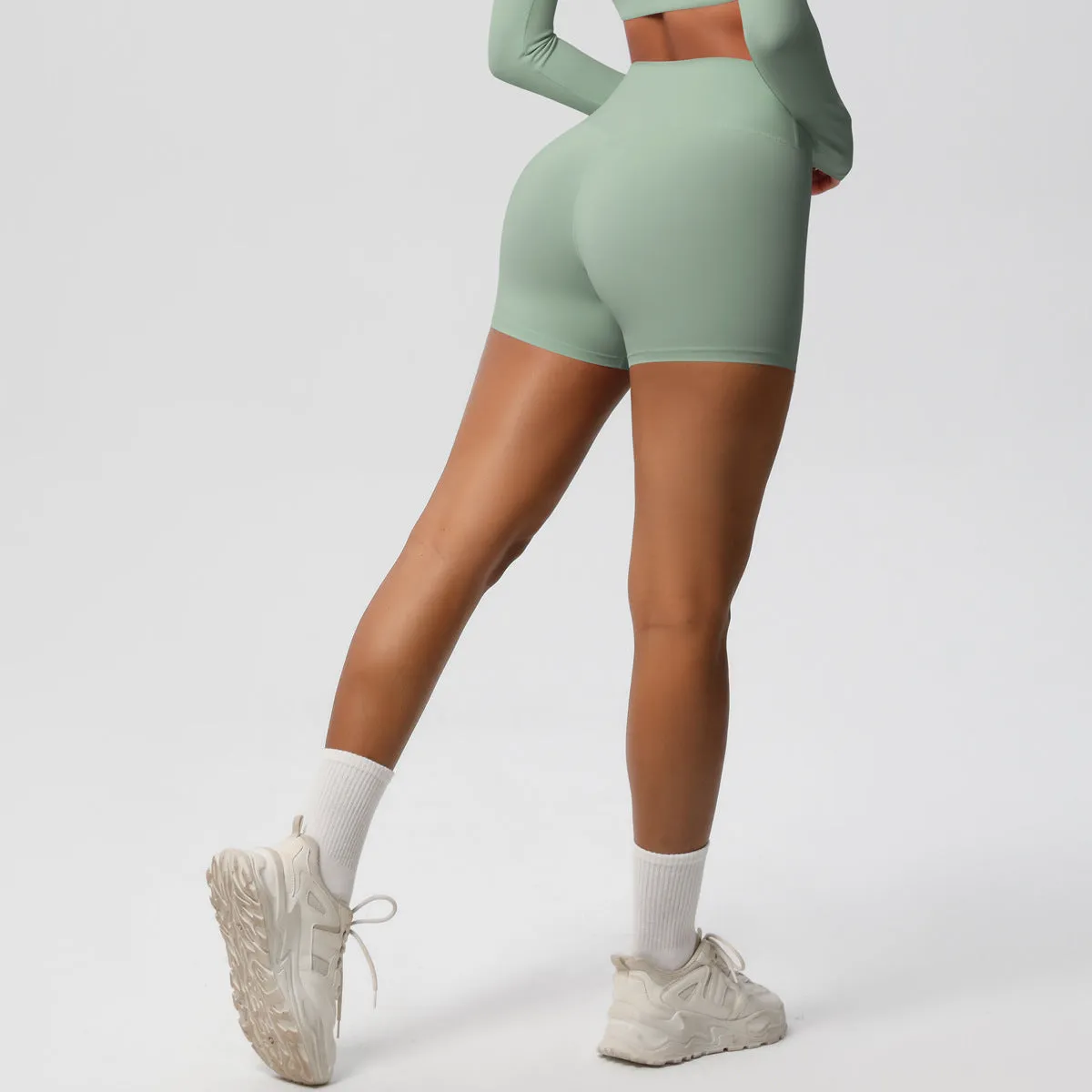 High-Waisted Solid Yoga and Fitness Shorts for Active Comfort