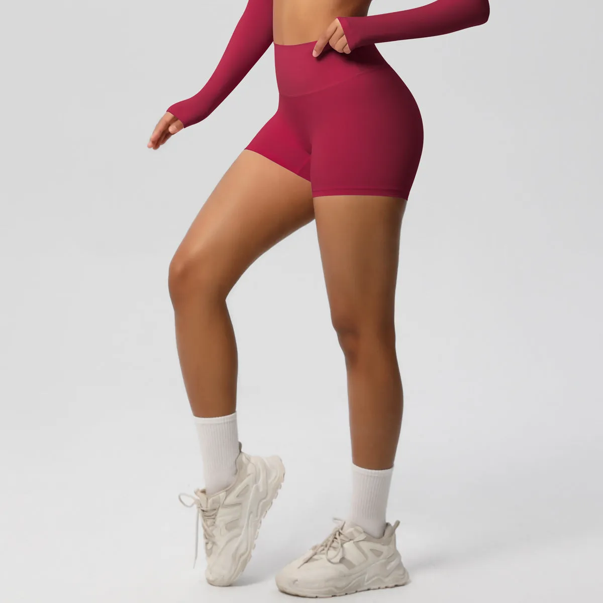 High-Waisted Solid Yoga and Fitness Shorts for Active Comfort