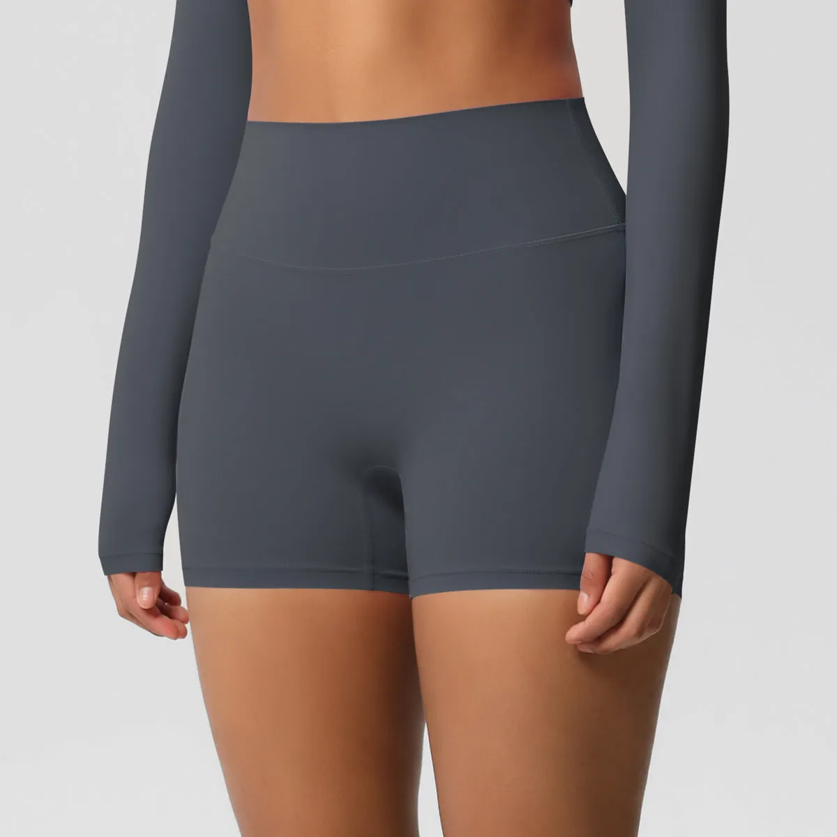 High-Waisted Solid Yoga and Fitness Shorts for Active Comfort
