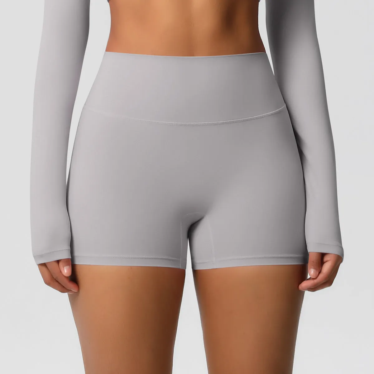 High-Waisted Solid Yoga and Fitness Shorts for Active Comfort