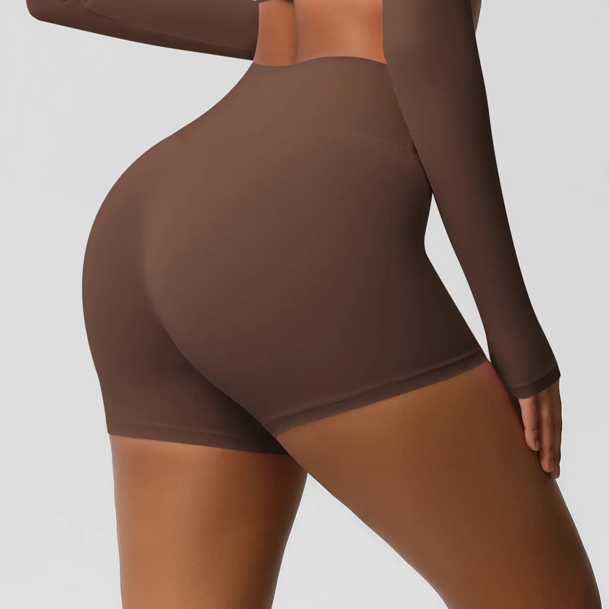 High-Waisted Solid Yoga and Fitness Shorts for Active Comfort
