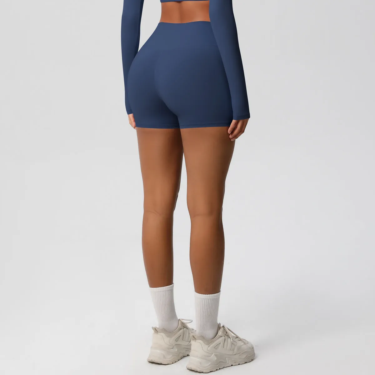 High-Waisted Solid Yoga and Fitness Shorts for Active Comfort