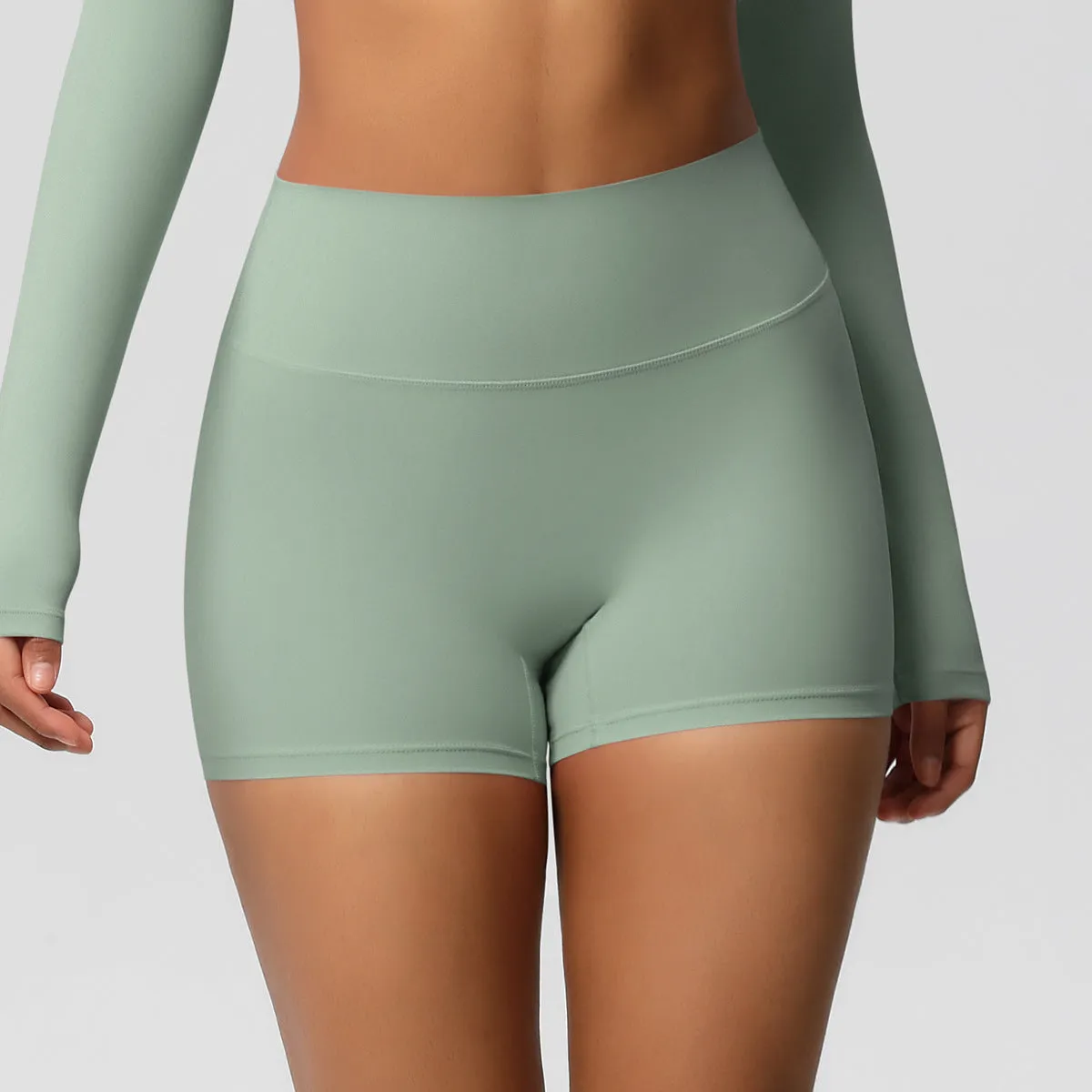 High-Waisted Solid Yoga and Fitness Shorts for Active Comfort
