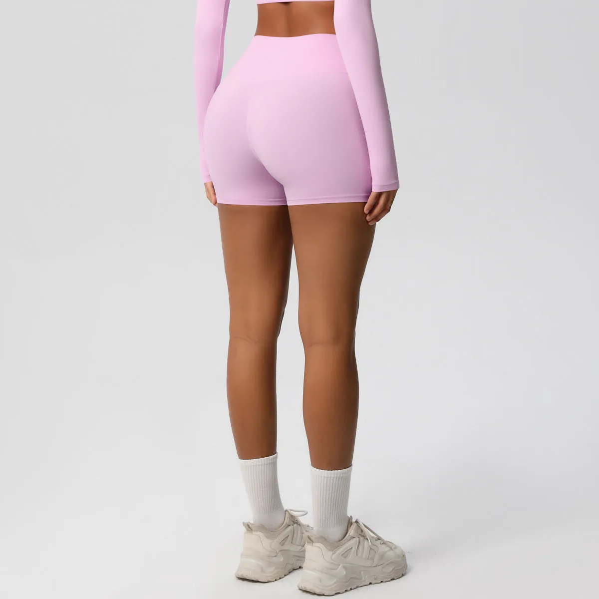 High-Waisted Solid Yoga and Fitness Shorts for Active Comfort