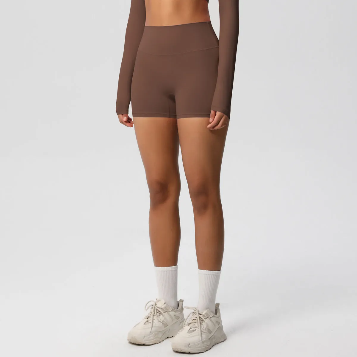 High-Waisted Solid Yoga and Fitness Shorts for Active Comfort