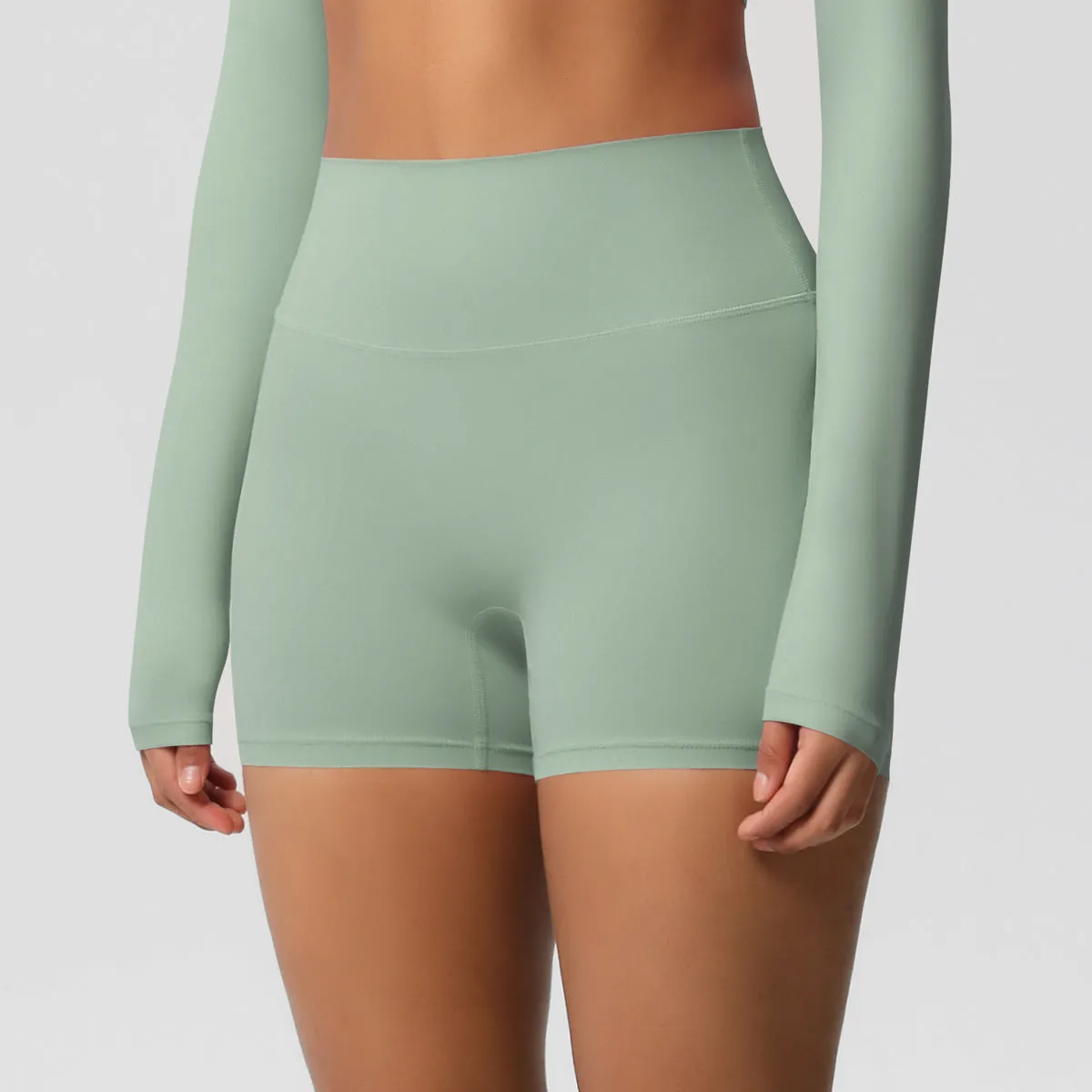 High-Waisted Solid Yoga and Fitness Shorts for Active Comfort