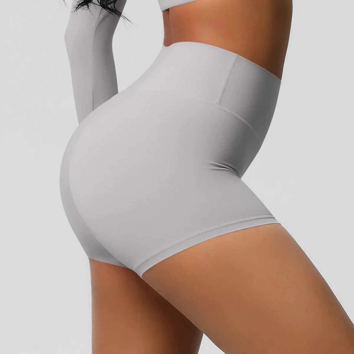 High-Waisted Solid Yoga and Fitness Shorts for Active Comfort
