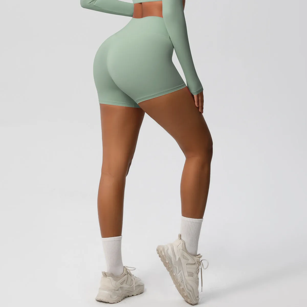 High-Waisted Solid Yoga and Fitness Shorts for Active Comfort