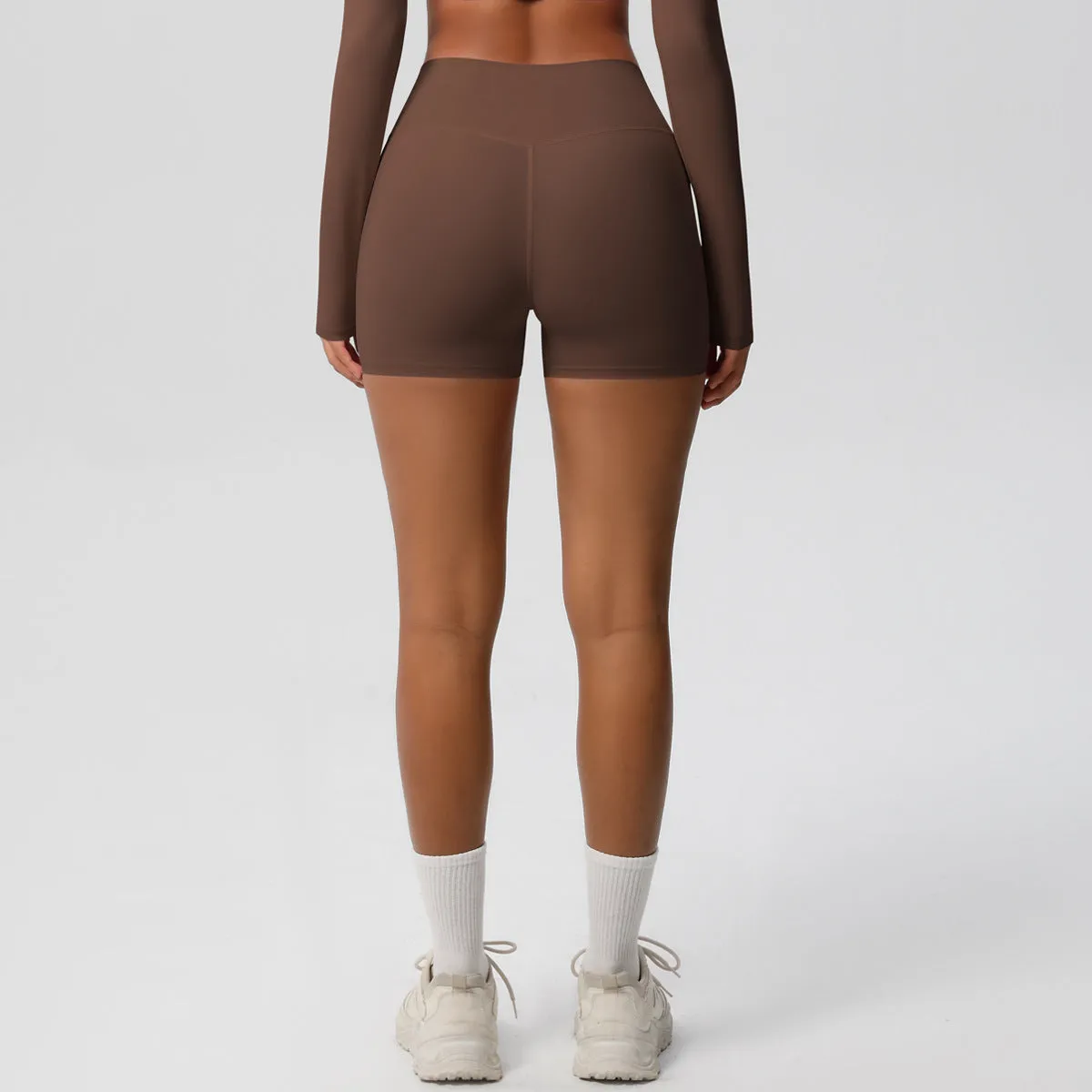 High-Waisted Solid Yoga and Fitness Shorts for Active Comfort