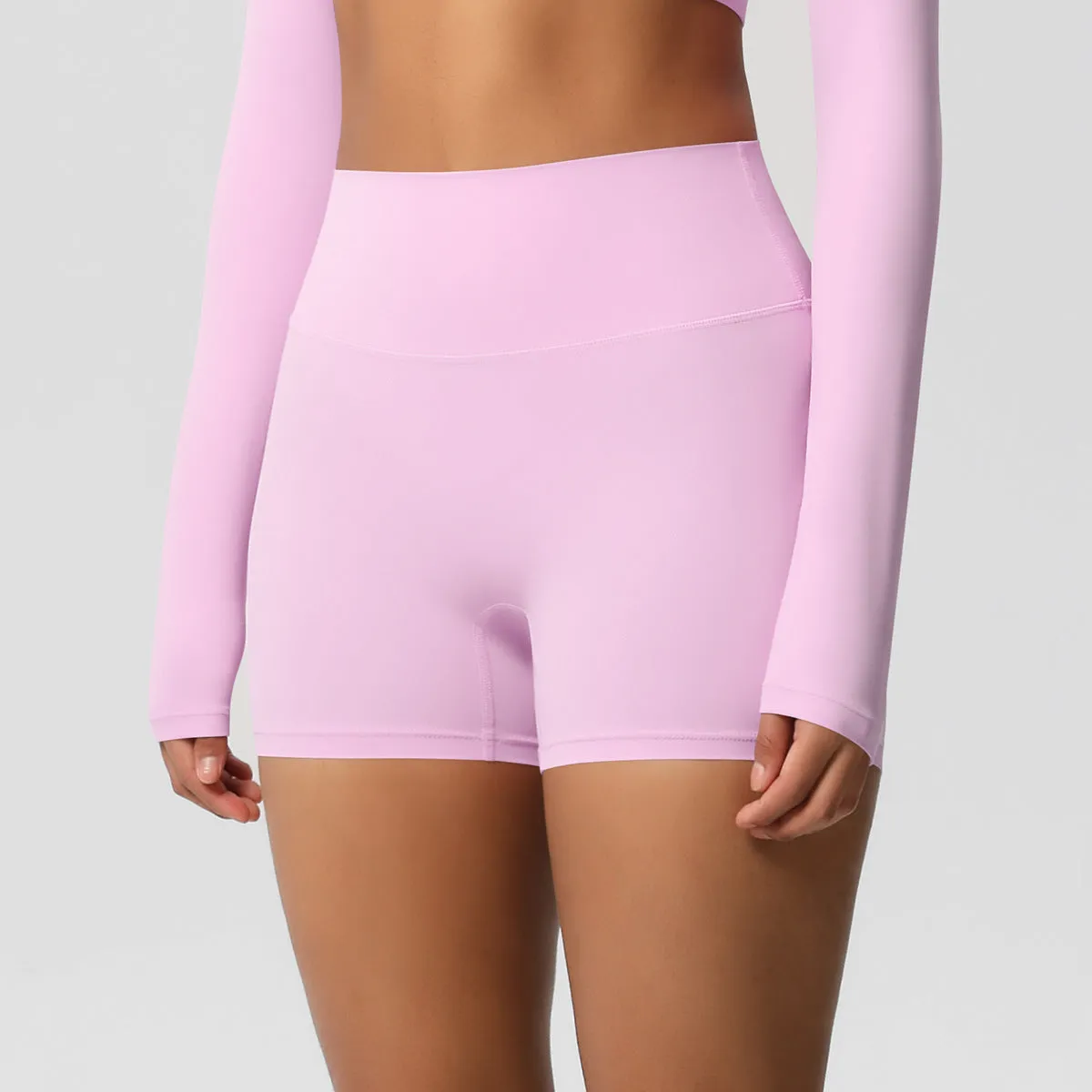 High-Waisted Solid Yoga and Fitness Shorts for Active Comfort